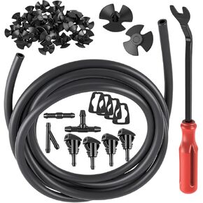 22PCS Windshield Washer Hose Kit, 4M/13FT Washer Fluid Hose with 2 Fan Nozzles 6 Hose Connectors, Universal Windshield Fluid Hose Replacement for Most Vehicles, Car Accessories in Saudi Arabia