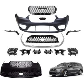 Pacifica Front Bumper Cover Grille Kit Compatible with 2021 2022 2023 2024 Ch-rysler Pacifica Touring, Pinnacle, Limited 3.6L With Sensor Holes- Full Bumper Set in Saudi Arabia