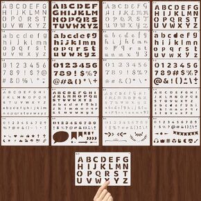 4 Fonts Small Letter Stencils for Painting 0.5 & 1 Inch, 20PCS Reusable Alphabet Symbol Number Stencils for Journaling Scrapbook Crafts Art Projects in Saudi Arabia
