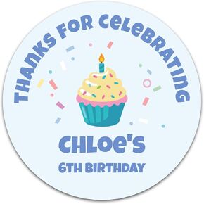 Custom Birthday Stickers with Name & Age – Round Personalized Paper Labels for Kids Birthday Party Favors, Goodie Bags, Treat Bags & Decorations – 50 to 1000 Stickers (Teddy & Balloons) in Saudi Arabia