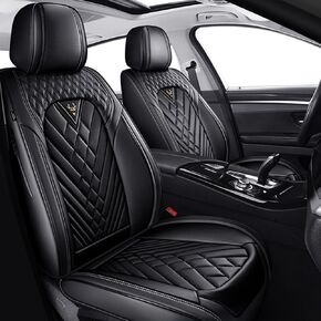 Seat Covers, Car Seat Covers Front Set, Nappa Leather Car Seat Cover, Car Seat Protector Waterproof & Anti-Slip, Carseat Cover Universal Fit for Most Cars (Front Set,Black) in Saudi Arabia