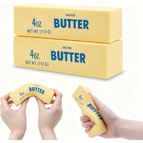 2Pcs Salted Butter Squishy Toy, Realistic Slow Rising Stress Relief Squeeze Toy, Soft Simulation Food Fidget Toy for Anxiety Relief, Party Favor, Gift for Kids & Adults in Saudi Arabia