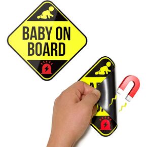 2PCS Baby on Board Signs for Car Magnet, Reflective Baby on Board Magnet for Car, Weather-Resistant Baby on Board Stickers for Car in Saudi Arabia