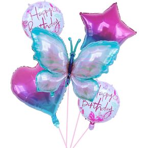 Purple Number Balloon Set Pink Purple Butterfly Balloons And Circular Balloons Butterfly Themed Parties Baby Showers Girls'Birthdays Parties Anniversaries Wedding Supplies Dcoration in Saudi Arabia
