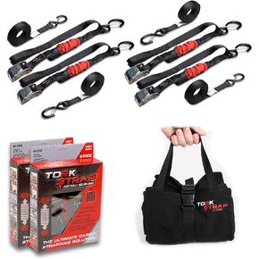 TorkStrap M500 Bundle | 14' x 1'' Spring Loaded Tie Down Straps with Carry Bag - 1,500LB Max Load - Just Pull Alternative to Ratchet Straps - Integrated Soft Loops (4-Pack) in Saudi Arabia
