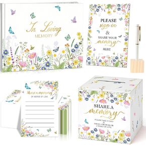 65 Pcs Funeral Guest Book for Memorial Service Celebration of Life Guest Book Hardcover in Loving Memory with 60 Share a Memory Cards,Card Box,Table Sign and Pen for Funeral Favors in Saudi Arabia