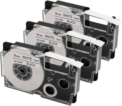Replace for Casio Label Maker Tape 9mm Xr-9we2s Xr9we2s 3/8" Black On White Label It Tape Cartridge Compatible with Casio EZ Label Printers Kl-60 Kl-780 Kl750b Kl-100 Kl750 Kl7200, 3-Pack in Kuwait