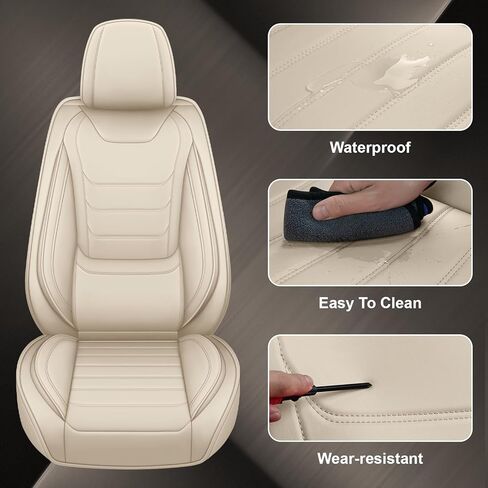 Car Seat Covers Custom Fit Mazda CX-5 2013-2026, Waterproof Nappa Leather Car Seat Protector, Breathable Car Seat Cushion, Seat Covers for Car(5 Seats Standard/Beige) in Kuwait