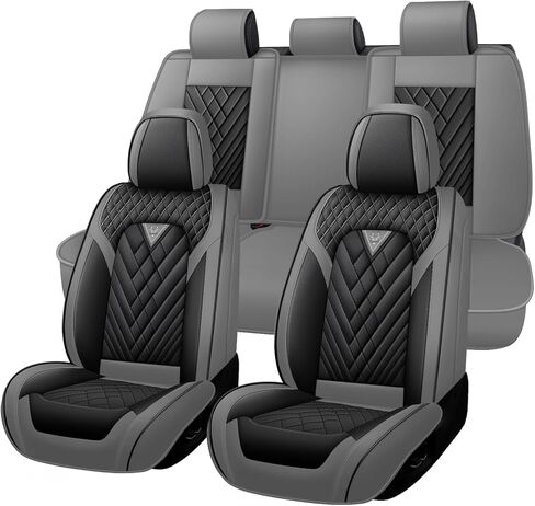 مجموعة أغطية مقاعد السيارة الكاملة لسيارة Hyundai Santa Cruz 2022-2026، أغطية مقاعد السيارة ذات التغطية الكاملة المضادة للانزلاق، مجموعات أغطية مقاعد السيارة من جلد نابا المقاوم للماء (5 مقاعد/أسود وأحمر) in Saudi Arabia