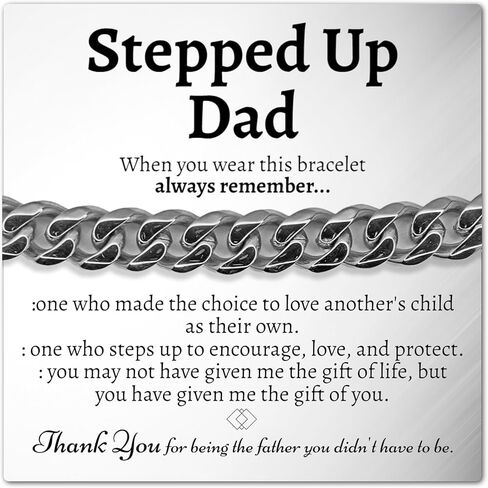 Love You This Much Stepped Up Dad Cuban Link Bracelet, Gifts for Stepfather, Birthday Gifts for Stepdad, Step Dad Gifts from Daughter, Gift Ideas for Step Dad in Saudi Arabia