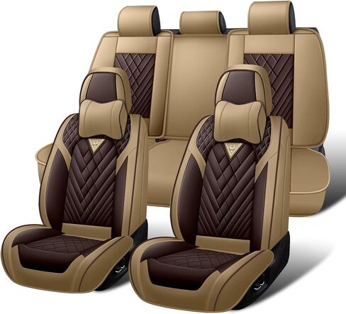 Car Seat Covers Full Set for Mercedes-Benz GLA 250 2017-2026, Waterproof Nappa Leather Car Seat Cover, Full Coverage Car Seat Covers Sets(5 Seats with Headrests/Brown Coffee) in Saudi Arabia