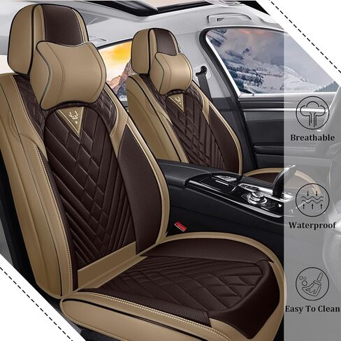 Car Seat Covers Full Set for Mercedes-Benz GLA 250 2017-2026, Waterproof Nappa Leather Car Seat Cover, Full Coverage Car Seat Covers Sets(5 Seats with Headrests/Brown Coffee) in Saudi Arabia
