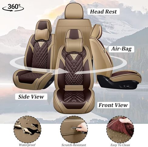 Car Seat Covers Full Set for Mercedes-Benz GLA 250 2017-2026, Waterproof Nappa Leather Car Seat Cover, Full Coverage Car Seat Covers Sets(5 Seats with Headrests/Brown Coffee) in Saudi Arabia