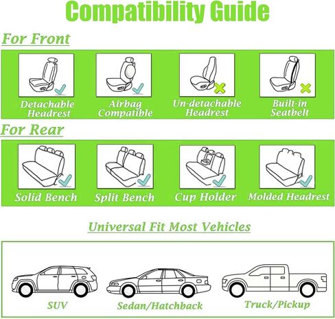 Car Seat Cover Fit for Jeep Gladiator 2019-2023,Compatible Airbag Non-Slip Waterproof Seat Cover,Car Seat Protector Premium Interior (Black,5-seat Full Set) in Kuwait
