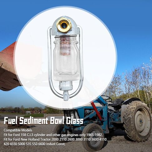 Fuel Sediment Bowl Glass Assembly Fit for Ford 158 C.I.3 cylinder 1965-1982 New Holland Tractor 2000 2110 2600 3000, Fuel Filter Assembly Replace 1103-3383 D4NN9155A C5NE9155D in Saudi Arabia