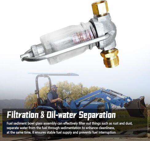 Fuel Sediment Bowl Glass Assembly Fit for Ford 158 C.I.3 cylinder 1965-1982 New Holland Tractor 2000 2110 2600 3000, Fuel Filter Assembly Replace 1103-3383 D4NN9155A C5NE9155D in Saudi Arabia