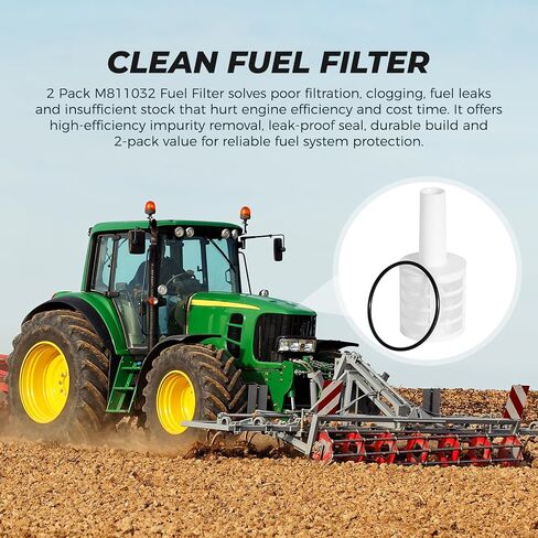 2 Pack M811032 Fuel Filter Compatible with John Deere 110 2027R 2032R 2036R 2038R 2520 2720 27D in Kuwait