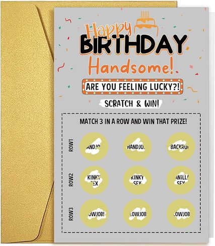 Qiliji Funny Birthday Card for Him, Naughty Scratch Off Birthday Card for Husband Boyfriend Fiance, Rude Bday Card, Scratch & Match 3 In A Row And Win That Prize in Kuwait
