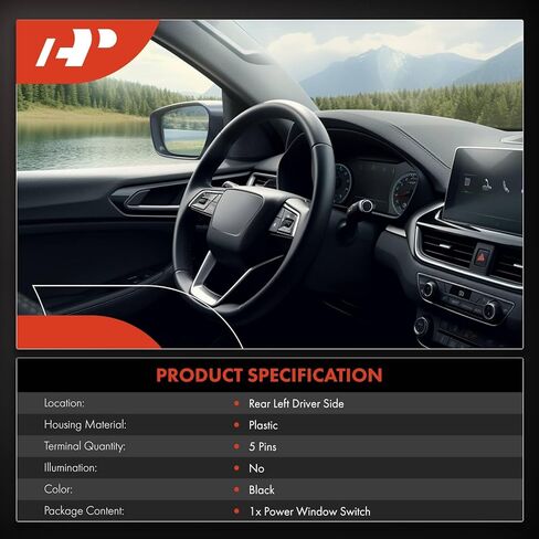 A-Premium Power Window Switch Compatible with Honda CR-V CRV 2002-2006, Civic 2001-2005, Rear Left Driver Side, Replace# 35765S5A003ZA in Kuwait