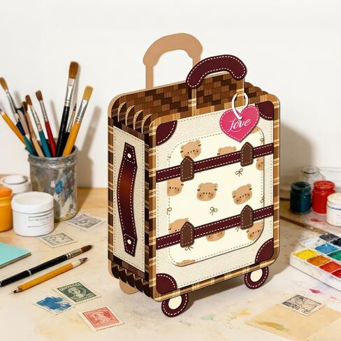 3D Travel Suitcase Metal Cutting Dies DIY Craft Label Box Die Cuts Carbon Steel Stencils Scrapbooking Embossing Template Die for Card Making Handmade Gift Box Greeting Cards in Kuwait