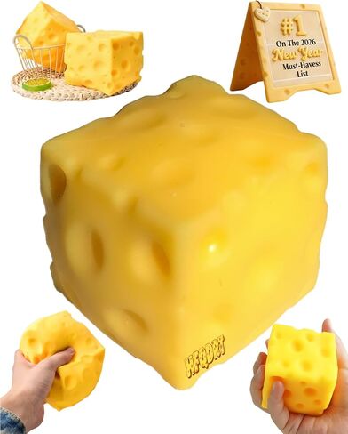 Jumbo Cheese Squishy Big Giant Large Cube Block Slow Rising Squeeze Toy squeezable Stress Relief Rebounding Sensory Fidget for Kids Adults Yellow Soft Rebound Novelty Gift Cute Party Favors (2.4in) in Saudi Arabia
