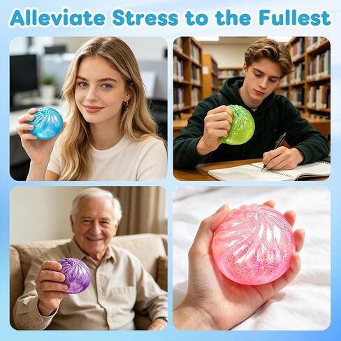 4 Pcs Glitter Dumpling Squishies, Sensory Stress Relief Toy for Adults, 2026 New Squeezes Dough Ball, for Stress Relief in Saudi Arabia