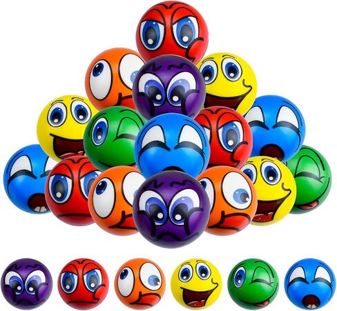 Enenes 36PCS Stress Balls with 6 Colors 6 Funny Faces, 2.5 Inch Squeeze Toys for Stress Relief, Kids Party Favors, Classroom Office Gifts, Assorted Designs in Saudi Arabia