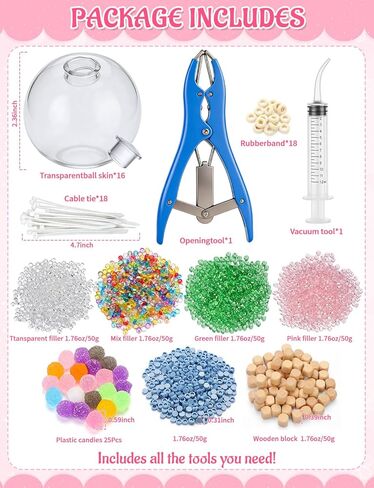 DIY Stress Ball Making Kit with 16 Transparent TPR Skins and 10.56 oz Fillers, Air Pump, Expander Tool, Cable Tie for Create ASMR Anxiety Relief Toys for Anxiety Relief in Saudi Arabia