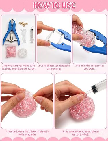 DIY Stress Ball Making Kit with 16 Transparent TPR Skins and 10.56 oz Fillers, Air Pump, Expander Tool, Cable Tie for Create ASMR Anxiety Relief Toys for Anxiety Relief in Saudi Arabia