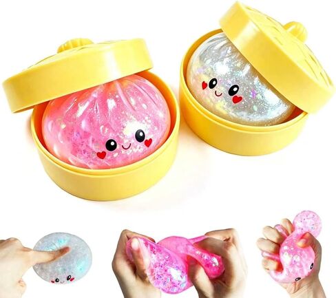 2 Packs Glitter Dumpling Squishy Toys, Dumplings Squeeze Stress Anxiety Relief for Kids & Adults, Dumpling Squishies Sensory Fidget Toy Gift for Boys,Girls,Teens in Saudi Arabia