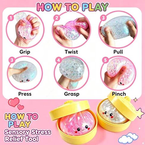 2 Packs Glitter Dumpling Squishy Toys, Dumplings Squeeze Stress Anxiety Relief for Kids & Adults, Dumpling Squishies Sensory Fidget Toy Gift for Boys,Girls,Teens in Saudi Arabia