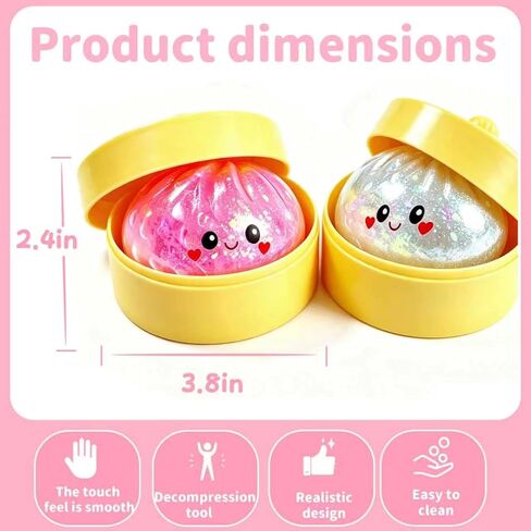 2 Packs Glitter Dumpling Squishy Toys, Dumplings Squeeze Stress Anxiety Relief for Kids & Adults, Dumpling Squishies Sensory Fidget Toy Gift for Boys,Girls,Teens in Saudi Arabia