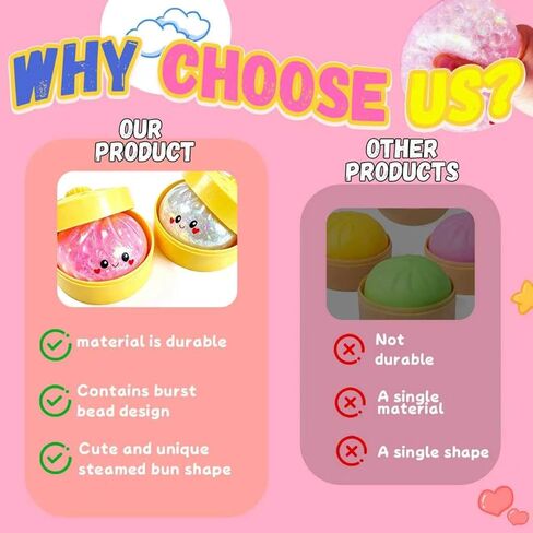 2 Packs Glitter Dumpling Squishy Toys, Dumplings Squeeze Stress Anxiety Relief for Kids & Adults, Dumpling Squishies Sensory Fidget Toy Gift for Boys,Girls,Teens in Saudi Arabia