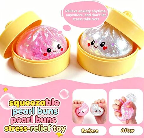 2 Packs Glitter Dumpling Squishy Toys, Dumplings Squeeze Stress Anxiety Relief for Kids & Adults, Dumpling Squishies Sensory Fidget Toy Gift for Boys,Girls,Teens in Saudi Arabia