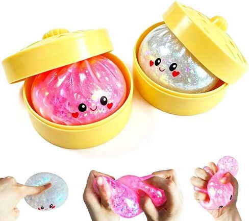 2 Packs Glitter Dumpling Squishy Toys, Dumplings Squeeze Stress Anxiety Relief for Kids & Adults, Dumpling Squishies Sensory Fidget Toy Gift for Boys,Girls,Teens in Saudi Arabia