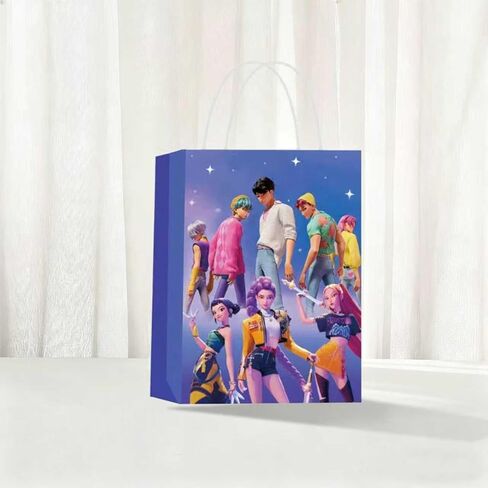 12 PCS For K P Demon Movie Hunters themed party gift bags. Made of kraft paper and equipped with handles, they are perfect for holding candies, snacks, etc. They are suitable for various festivals and birthday parties. in Saudi Arabia
