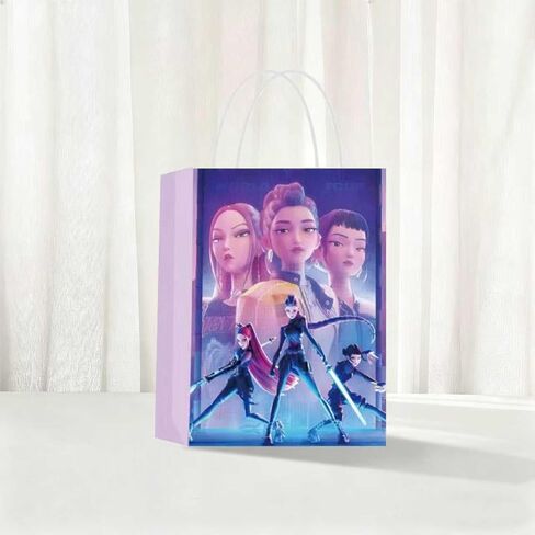12 PCS For K P Demon Movie Hunters themed party gift bags. Made of kraft paper and equipped with handles, they are perfect for holding candies, snacks, etc. They are suitable for various festivals and birthday parties. in Saudi Arabia