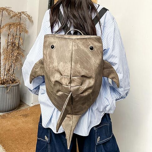 Shark Backpack, 3D Creative Shark Daypack with USB Charging Port, Lightweight Laptop Knapsack for School, Hiking, Travel (Coffe) in Kuwait