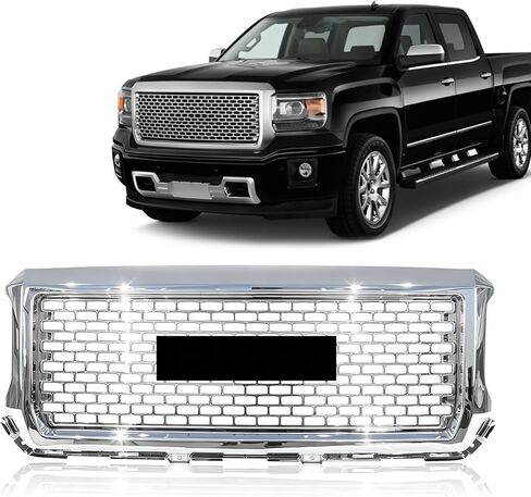 Chrome Front Bumper Hood Grille Grill Fit for 2014 2015 GMC Sierra 1500 Denali Style Mesh Hood Honeycomb Grille Repalce 22758168,GM1200681 in Saudi Arabia