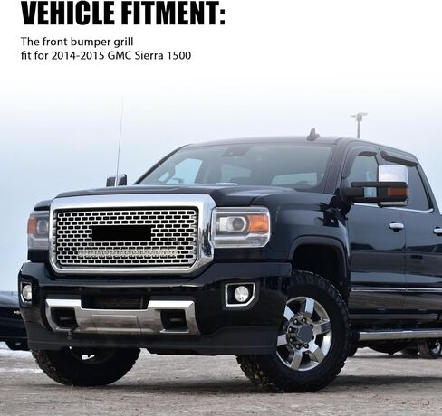 Chrome Front Bumper Hood Grille Grill Fit for 2014 2015 GMC Sierra 1500 Denali Style Mesh Hood Honeycomb Grille Repalce 22758168,GM1200681 in Saudi Arabia