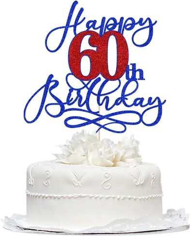 Happy 80th Birthday Cake Topper,Deep blue font red Numbers 80th Birthday Cake Decoration,Hello 80, Cheers to 80 Years/80th Anniversary,80& Fabulous Party Decoration in Saudi Arabia