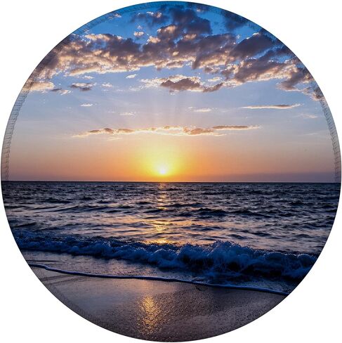Beautiful Beach Sunset Mouse Pad,Round Mouse Pad with Stitched Edge,Non-Slip Base Portable Small Mouse Mat for Office & Home 8.7 x 8.7 Inch in Kuwait