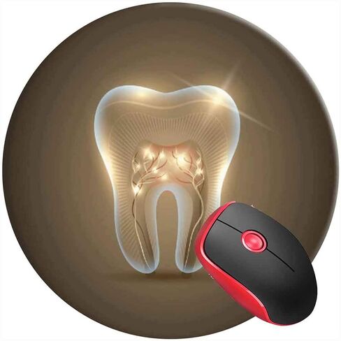 Mouse Pad Tooth Dentistry Dental for Dentists, Round Mousepad, Non-Slip Rubber Base Mouse Mat for Laptop and Computer in Saudi Arabia