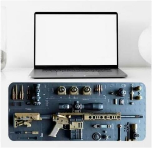 Cool Gun Mouse Pad – Large Gaming Desk Mat with Military Weapon Design, Non-Slip Desk Pad for Keyboard & Mouse, Cool Gaming Setup for Office & Gamers in Saudi Arabia