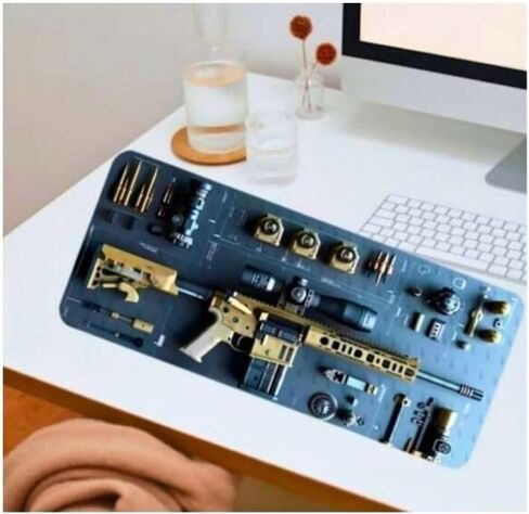 Cool Gun Mouse Pad – Large Gaming Desk Mat with Military Weapon Design, Non-Slip Desk Pad for Keyboard & Mouse, Cool Gaming Setup for Office & Gamers in Saudi Arabia
