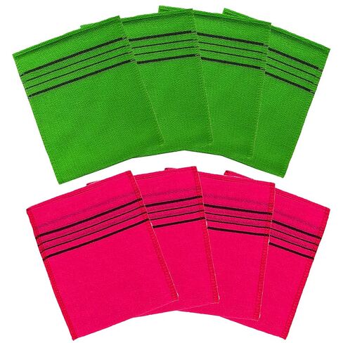 8 pcs Asian Exfoliating Bath Washcloth - Red & Green in Kuwait