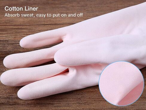 Alimat PluS 3 Pack Reusable Cleaning Gloves Latex Free, Dishwashing Gloves with Cotton Flock Liner and Embossed Palm, Waterproof Household Gloves for Laundry, Gardening (Medium) in Kuwait