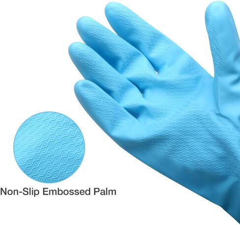 Alimat PluS 3 Pack Reusable Cleaning Gloves Latex Free, Dishwashing Gloves with Cotton Flock Liner and Embossed Palm, Waterproof Household Gloves for Laundry, Gardening (Medium) in Kuwait