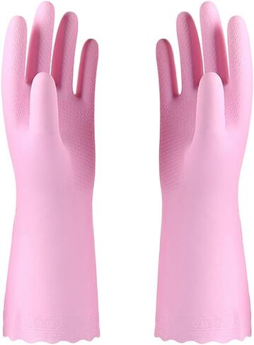 Alimat PluS 3 Pack Reusable Cleaning Gloves Latex Free, Dishwashing Gloves with Cotton Flock Liner and Embossed Palm, Waterproof Household Gloves for Laundry, Gardening (Medium) in Kuwait