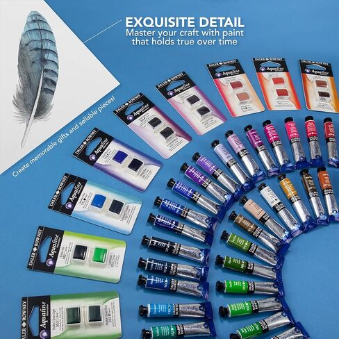 دهانات ألوان مائية من Daler Rowney Aquafine - أنابيب طلاء ألوان مائية لورق الألوان المائية والمزيد - أنابيب ألوان مائية للفنانين والطلاب - لوازم فنية ممتازة لجميع مستويات المهارة in Kuwait